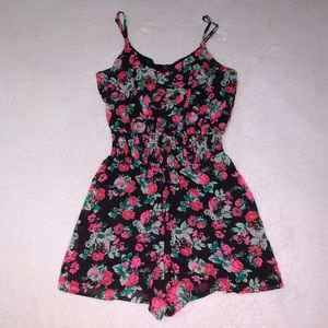 2B Bebe Pink & Black Floral Romper